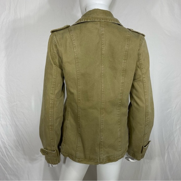 American Eagle Canvas Lightly Distressed Double Breasted Tan Jacket - Picture 4 of 6